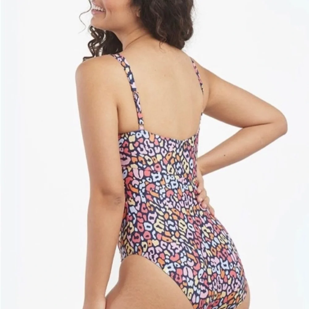 Summersalt The Wide Strap Oasis one piece swimsuit in multi-color leopard